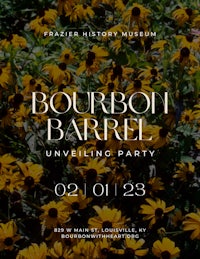 bourbon barrel unveiling party flyer